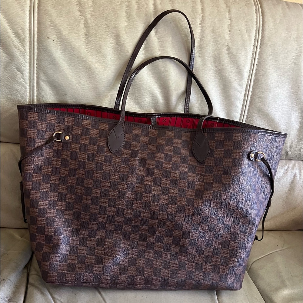 Louis Vuitton Neverfull GM Damier Ebene Large Shopping Tote Bag No Pouch USA